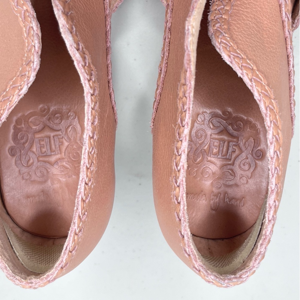 ElF Spirit Walker 7.5 Boho Hand Cut Wooded Stacked Heel Leather Booties - Picture 5 of 14